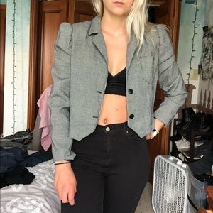 Cropped gingham blazer